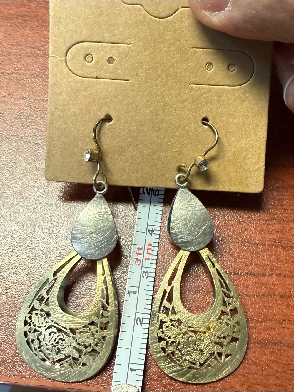 Gold-Tone Filigree Teardrop Dangle Earrings